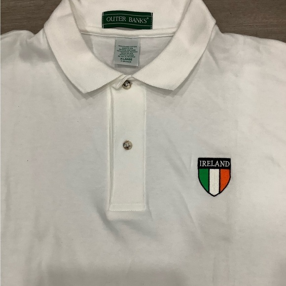 Men's Outer Banks XL Polo Shirt Ireland Flag Crest White Irish St. Patricks Day - Picture 4 of 6